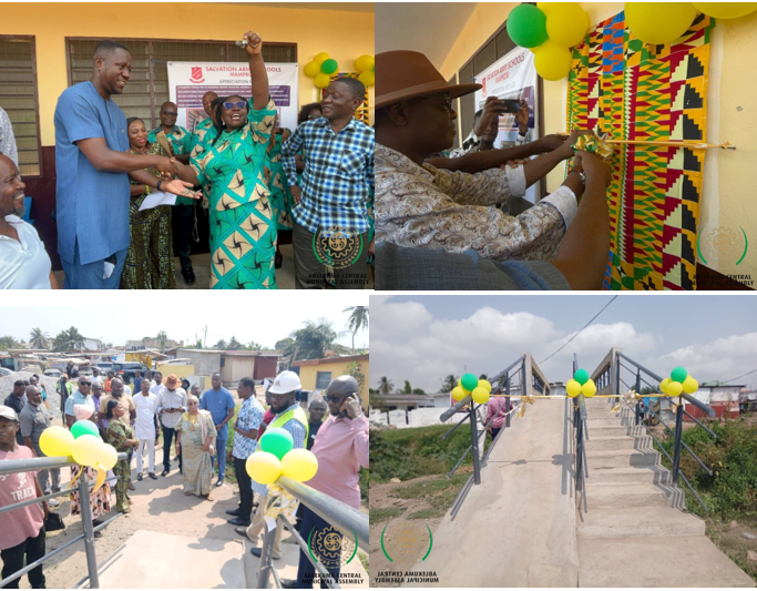 Commissioned the Ibe footbridge and unveiled the renovated 12 unit classroom block at Lartebiokorshie