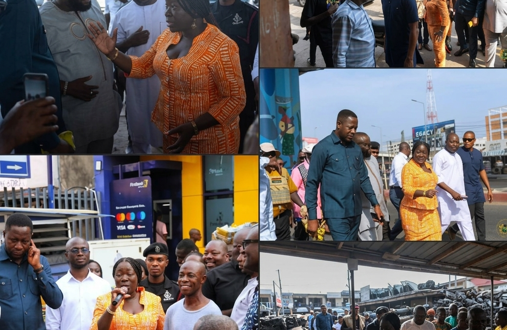 Minister visits the Abossey Okai spare parts market and other places within Ablekuma Central Municipality